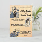  Retro Old Stylish Modern Rustic Wedding Kaart (Staand voorkant)