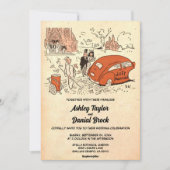  Retro Old Stylish Romantic Rustic Wedding Kaart (Voorkant)