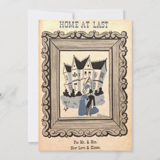 Retro Old Stylish Romantic Rustic Wedding Kaart (Achterkant)