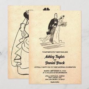 Retro Old Stylish Rustic Modern Wedding Kaart