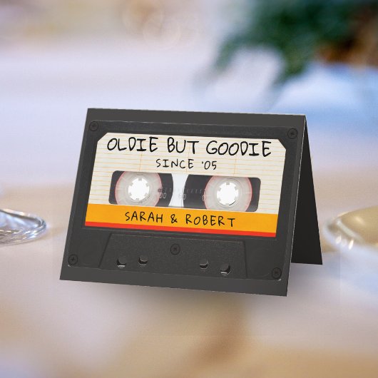 Retro Oldie Maar Goodie Cassettebandje Bruiloft Bedankkaart