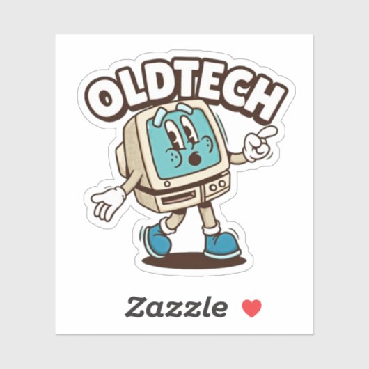 Retro OldTech Cartoon Computer Sticker (Vel)