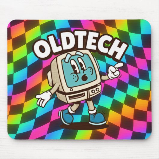 Retro OldTech Psychedelic Mousepad Muismat (Voorkant)