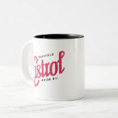 retro-olieteken tweekleurige koffiemok (Voorkant links)