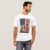 Retro Olieveld Amerikaanse Vlag Vector T-shirt Ont (Voorkant volledig)