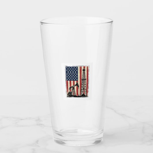 Retro Olieveld Amerikaanse Vlag Vector T-shirt Ont Glas (Voorkant)
