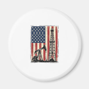 Retro Olieveld Amerikaanse Vlag Vector T-shirt Ont Magneet