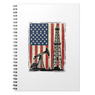 Retro Olieveld Amerikaanse Vlag Vector T-shirt Ont Notitieboek