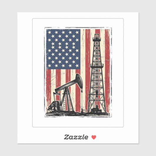 Retro Olieveld Amerikaanse Vlag Vector T-shirt Ont Sticker (Vel)