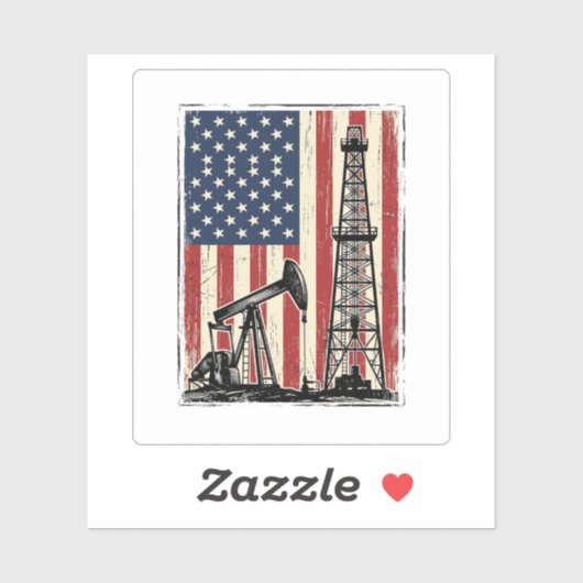 Retro Olieveld Amerikaanse Vlag Vector T-shirt Ont Sticker (Vel)
