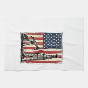 Retro Olieveld Amerikaanse Vlag Vector T-shirt Ont Theedoek