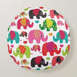 retro olifant kinderen patroon behang rond kussen