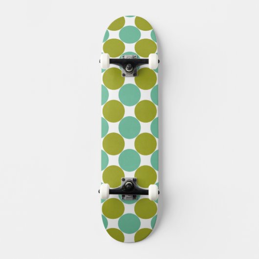 Retro Olijf en groene Stippen Skateboard (Voorkant)