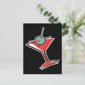 retro olijf martini briefkaart (Staand voorkant)