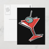 retro olijf martini briefkaart (Voorkant / Achterkant)