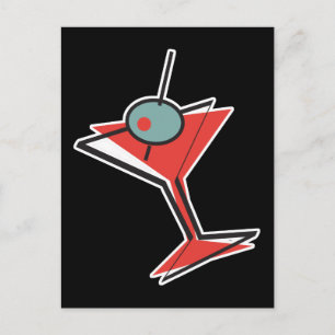 retro olijf martini briefkaart