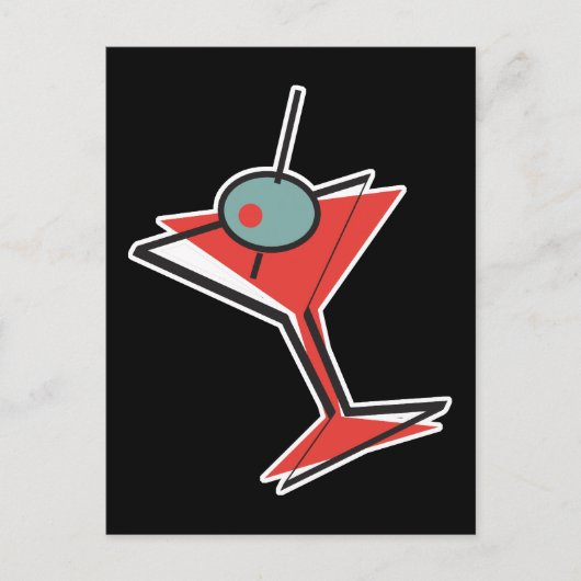 retro olijf martini briefkaart (Voorkant)