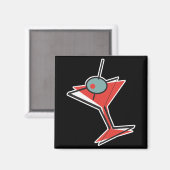 retro olijf martini magneet (Voorkant / Achterkant)