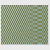 Retro Olijfgroen Blauw Aardse Checkerboard Patroon Cadeaupapier (Vlak)