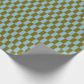 Retro Olijfgroen Blauw Aardse Checkerboard Patroon Cadeaupapier (Hoek)