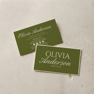Retro Olijfgroen Luxe Vintage Oud Geld Luxe Visitekaartje