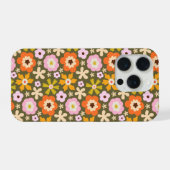 Retro olijfgroene abstracte bloemstukken iPhone hoesje (Achterkant horizontaal)
