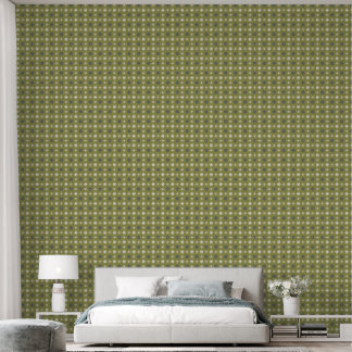 Retro Olijfgroene Bloempatroon Behang