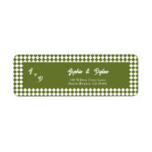Retro Olijfgroene Monogram Eerste Huwelijksadres Etiket (Voorkant)