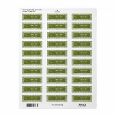 Retro Olijfgroene Monogram Eerste Huwelijksadres Etiket (Full Sheet)