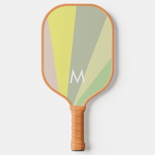 Retro Olijfsorbet Monogram Modern Gepersonaliseerd Pickleball Paddle (Voorkant)