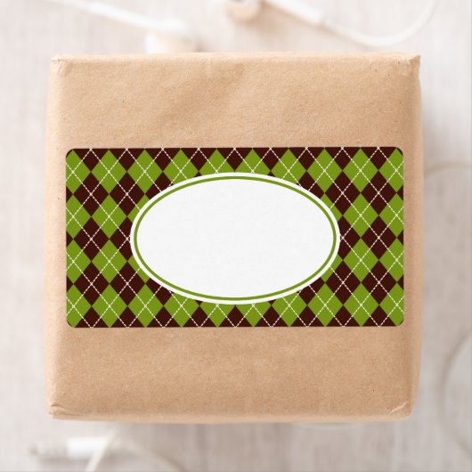 Retro Olive Green Argyle Kitchen Business Labels (Insitu)