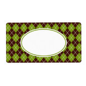 Retro Olive Green Argyle Kitchen Business Labels (Voorkant)