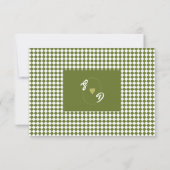 Retro Olive green Minimalist Checkered Wedding RSVP Kaartje (Achterkant)