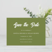 Retro Olive green Minimalist Checkered Wedding Save The Date (Staand voorkant)