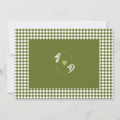 Retro Olive green Minimalist Checkered Wedding Save The Date (Achterkant)