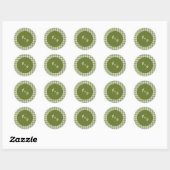 Retro Olive Green Monogram Initial Heart Wedding  Ronde Sticker (Vel)