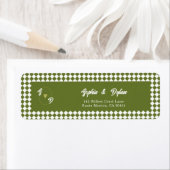 Retro Olive Green Monogram Initial Wedding Address Etiket (Insitu)
