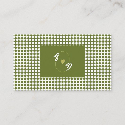 Retro Olive green QR code Checkered Wedding Informatiekaartje (Achterkant)