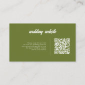 Retro Olive green QR code Checkered Wedding Informatiekaartje (Voorkant)