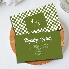 Retro Olive green Wedding Shower Gift Registry Informatiekaartje