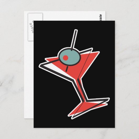 retro olive martini briefkaart (Voorkant / Achterkant)