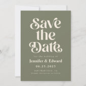 Retro Olive Weddenschap Save the Date (Voorkant)