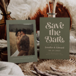 Retro Olive Weddenschap Save the Date