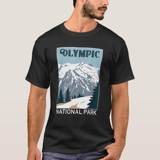 Retro Olympic National Park Mountain Camping Souve T-shirt (Voorkant)