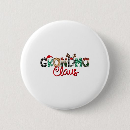 Retro Oma Claus Rendier Kerstmis Matching Fa Ronde Button 5,7 Cm (Voorkant)