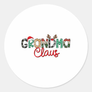 Retro Oma Claus Rendier Kerstmis Matching Fa Ronde Sticker
