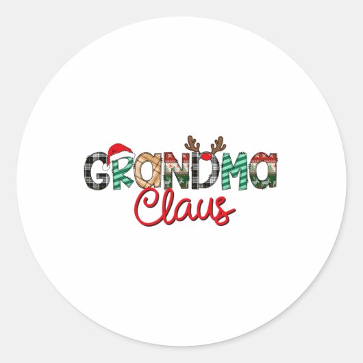 Retro Oma Claus Rendier Kerstmis Matching Fa Ronde Sticker (Voorkant)