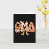 Retro Oma Coquette Bows Leopard Herfst Thanksgivin Kaart (Gele Bloem)