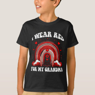 Retro oma hartziekte bewustzijn regenboog rug t-shirt