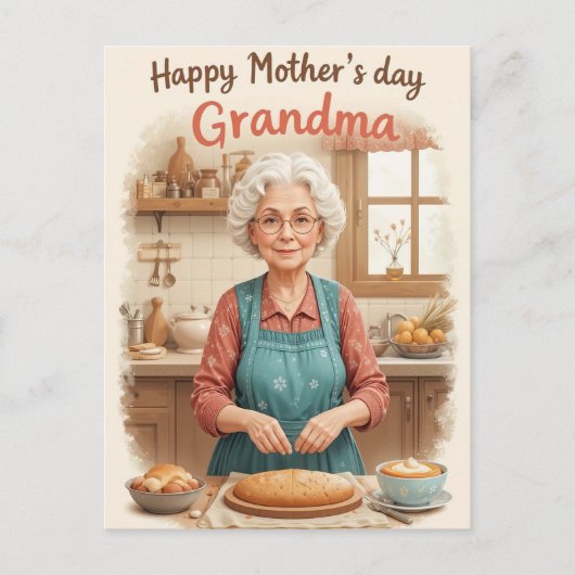 Retro oma Moederdag  Charm Briefkaart (Voorkant)